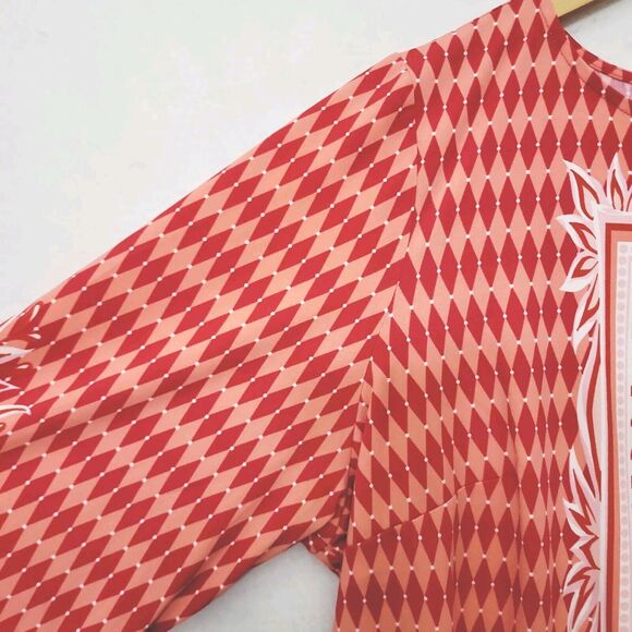 Bob‎ Mackie Tunic Women Plus Sz 3X MultiPrint Artsy Flowy Boho Top Stretch Top - Picture 5 of 9